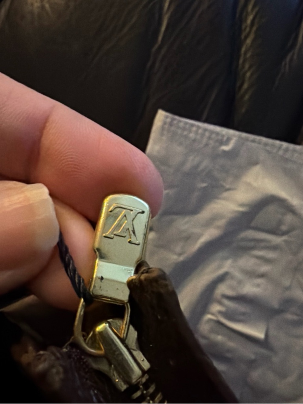 Louis Vuitton Brown Canvas Zip Pull with Vachetta Leather Tab - Picture 6 of 8